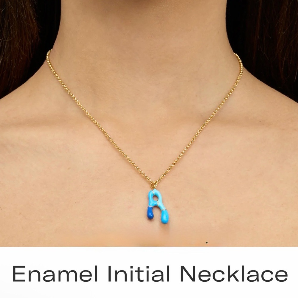 Enamel Initial Necklace
